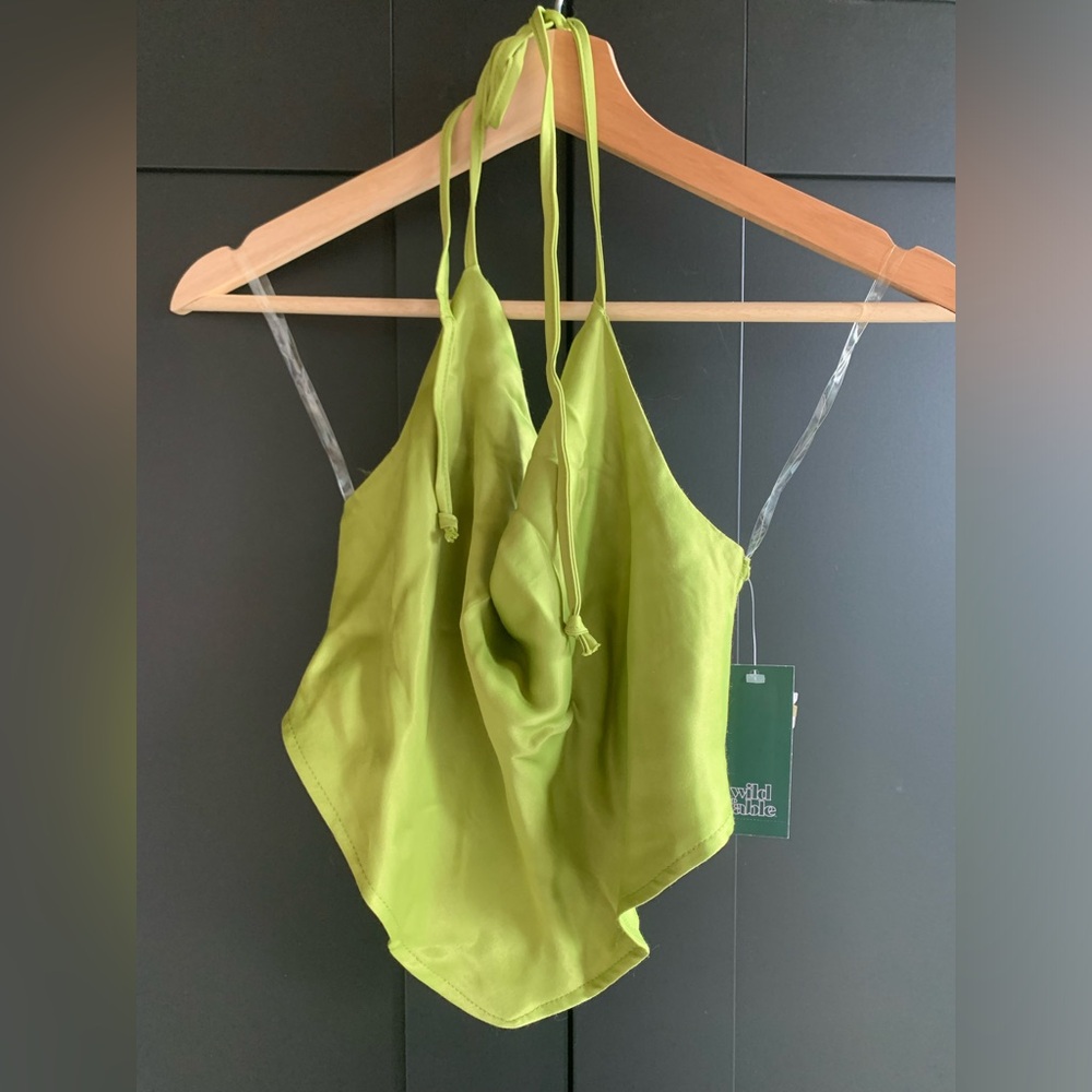 Lime green scarf halter top